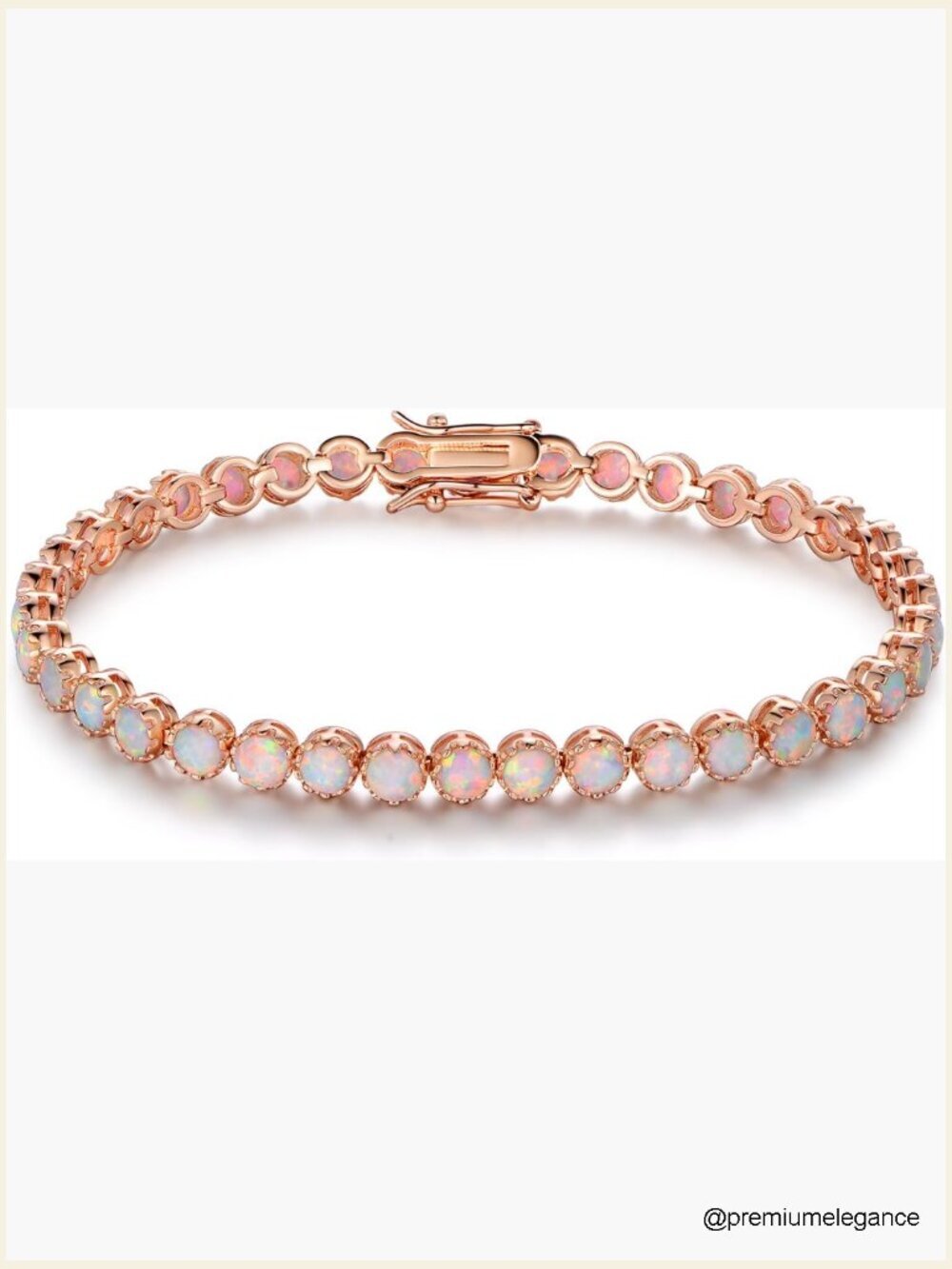 18K Gold Plated Crown Created Opal Tennis Bracelet